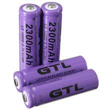 4pcs/lot 3.7V 2300mAh 14500 AA Li-ion Rechargeable Battery For Flashlight Torch Purple