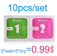 10pcs/set=5*Wet+5*Dry Camera Lens LCD Screens Dust Removal Wet Dry Cleaning Cloth Wipes Papers for camera for phone