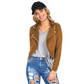Sheila 2016 Womens Sexy Winter Slim Biker Motorcycle Leather Jacket Zipper Coat Cool Turn down Collar