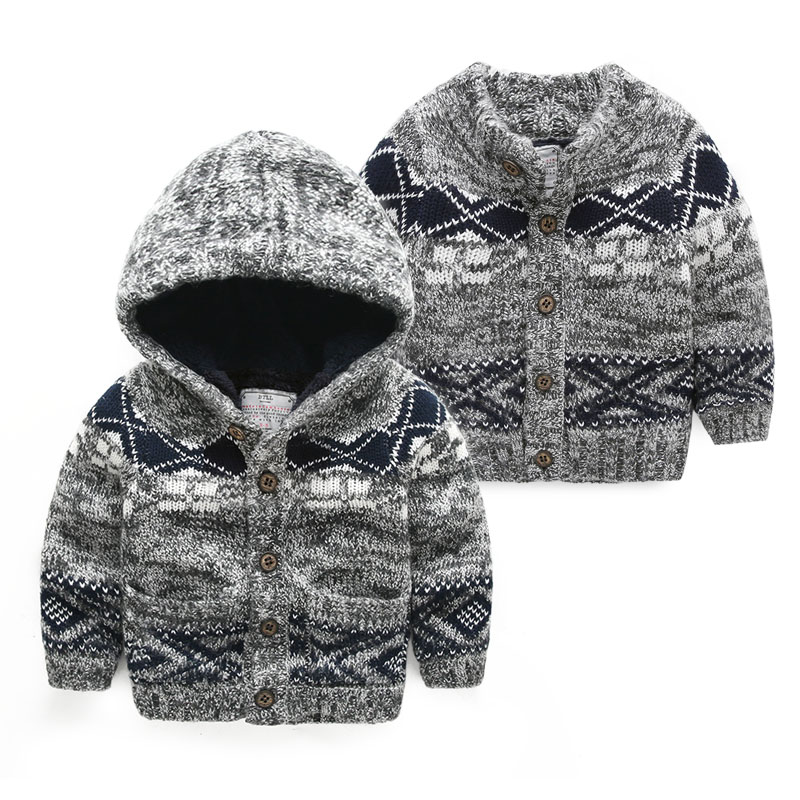 Children  plus velvet thickening sweater  children's clothing with a hood winter baby outerwear,boys sweaters