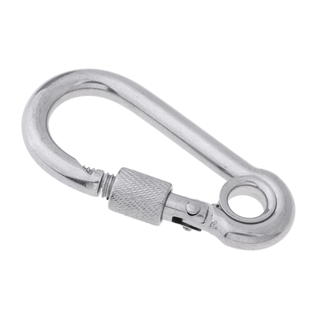 Yosoo Health Gear Outdoor Camping Hiking Carabiner Hook Stainless Steel Keychain Buckle with Fixed Eye-Hole Spring Clasps Keychain Buckles and Accessories Tool