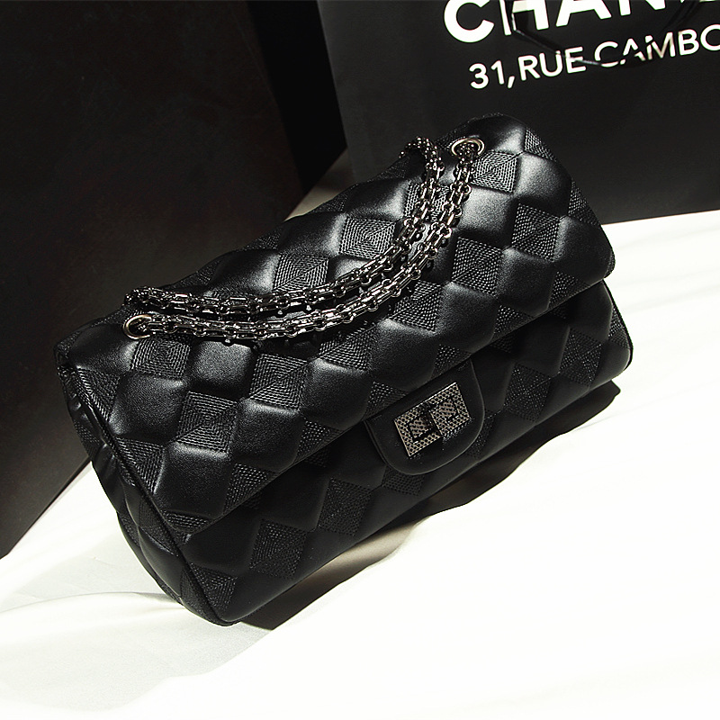 Brand handbag gold 2015 New Leather Ladies single shoulder bag small authentic sheepskin rhombus chain bag