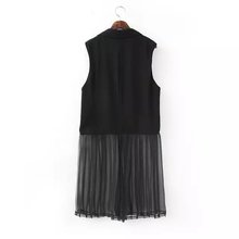 new ladies fashion cardigan lapel black white patchwork tanks 2015 summer women plus long section chiffon