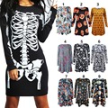 Women s O Neck Mini Dress with Various Characters for Halloween Party