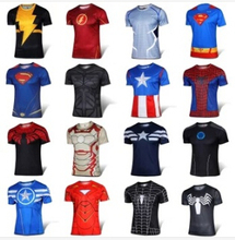 Free shipping the avengers shirts men T-shirt batman and iron man, spider-man and captain America short-sleeved shirt in summer