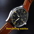 Parnis 47mm Power Reserve stainless steel Case Leather Analog Automatic mechanical Mens Watch