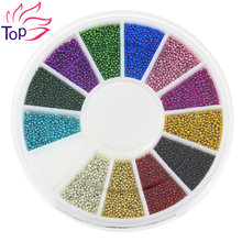 Top Nail 12 Color Steels Beads Studs For Nails Metal Caviar Design Wheel Acrylic 3D Decorations Nail Art Supplies ZP206