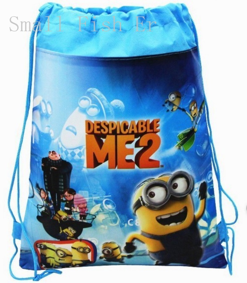 Despicable Me backpack Miniom drawstring beam port Non-woven children school bags (1)