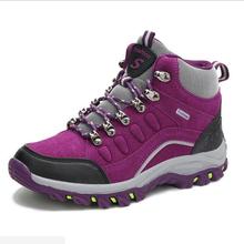 Winter Outdoor Climbing Women Casual Shoes Nubuck Leather Plush Ankle Boots Woman High Help Fashion Shoes Lace up Men’s Shoes