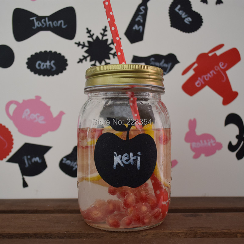 24 Apple Chalkboard Labels for Mason Jars Drink Cup Chalk Teacher diy Birthday Party Favor idea