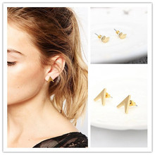 Newest fashion jewelry accessories vintage gold plated small Opening triangle geometry stud earring for girl E233