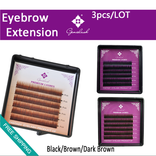 3 pcs I Curl Eyebrow Extension Black/Brown Color 0.10 Thickness 5mm 6mm 7mm Available