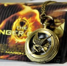 Big Size  Vintage style Hunger games design pocket watch Necklace Free Shipping 10 Pcs/lot