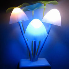 EU/US Plug Romantic Colorful Sensor LED Mushroom Night Light Lamp Home Decor