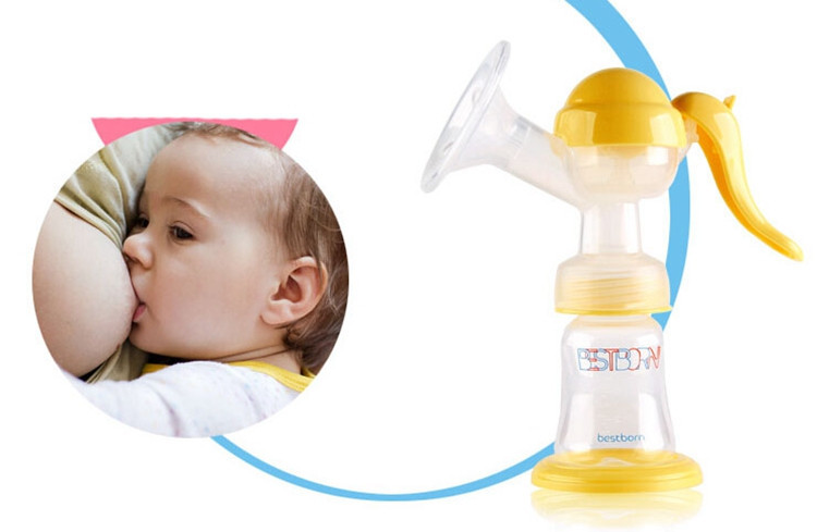 150ml Yellow Breast Pump Manual Baby Milk Bottle Squeezing Pump Safety Maternity Suck Chest Children Kids Breast Feeding (8)