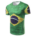 camisa 3d masculina Men Print 3D Flag of Brazil Short Sleeve T shirt Male Casual Slim