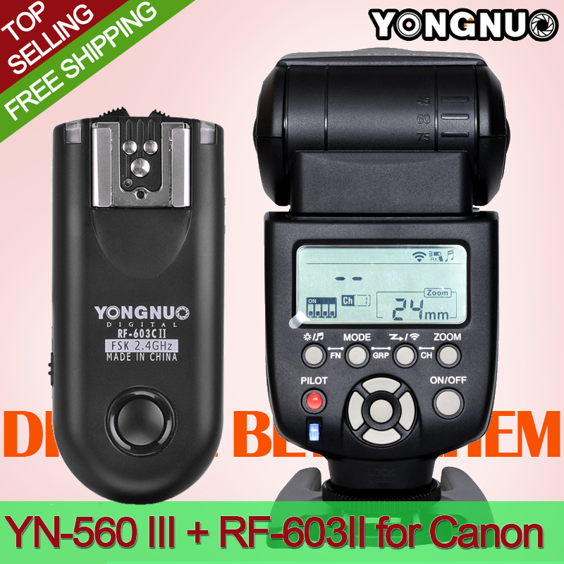 YONGNUO YN-560 III Ultra-Long-Range Wireless Flash Speedlite +RF-603 II Flash Trigger Transmitter for Canon DSLR Cameras