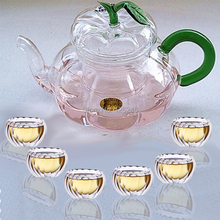1 heat resistant glass teapot 6 double wall tea cups 7pcs set
