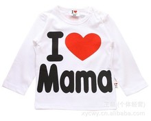 Retail I Love Papa Mama Spring autumn Baby Kids 100 Cotton Shirts T shirt Boys Girls