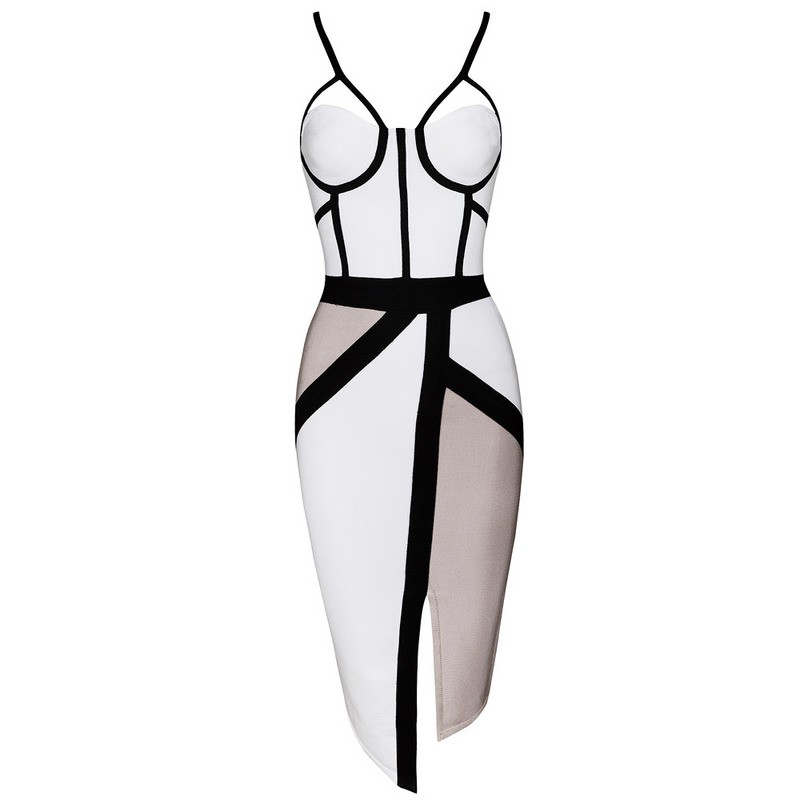 2015-new-fashion-women-strap-white-beige-black-V-neck-women-sexy-mini-evening-party-bandage