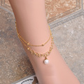 New Exquisite Copper Anklets For Women Pearl Circles Ankle Bracelet Loop shaped Foot Jewelry Ankle Bracelet