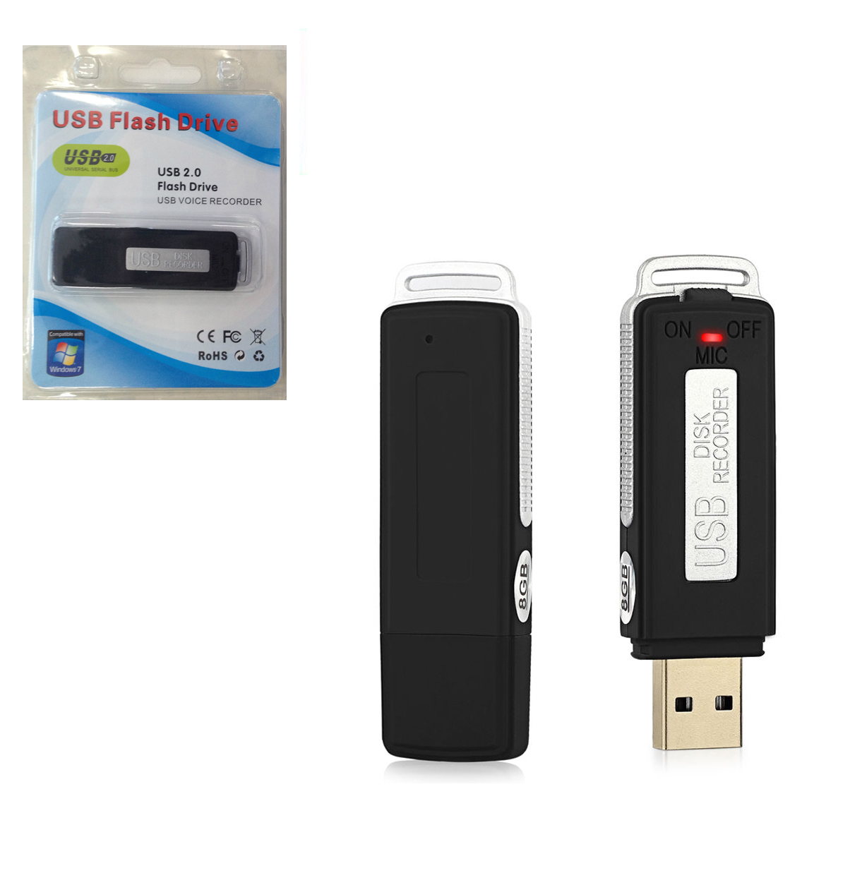 USB MEMORY STICK Portable Rechargeable 8GB HQ 650Hr Digital Audio Voice Recorder Pen Dictaphone black