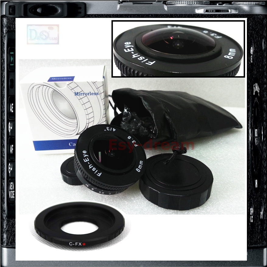 8  F3.8 CCTV   Fisheye    + C-Mount   Fujifilm X-T10 X-T1 X-pro2 XPRO-1 X-A2 X-E1 X-E2 X-M1 X-A1