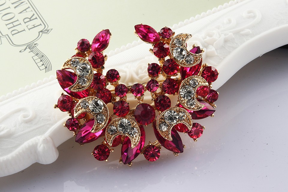 Colorful Big flower high-grade lovely crystal brooch fashion jewelry 