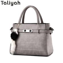 2016 Women Leather Handbags Fashion Plaid Pendant Design Hand Bag Ladies Tote Messenger Bags Shoulder Bags bolsa feminina ZA95