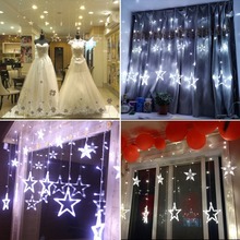 110V-240V LED Star Lights Home Outdoor Holiday Christmas Decorative Wedding String Fairy Curtain Garlands Strip Party Lights