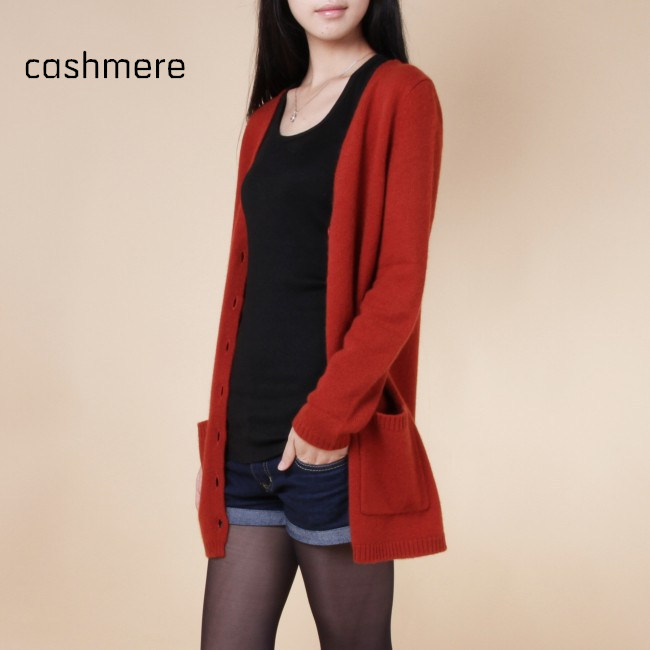 2015 lady wool sweater Fashion medium long cashmere cardigan women loose sweater for female outerwear coat
