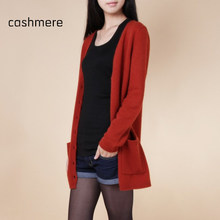 14 pure cashmere sweater medium-long cashmere cardigan loose sweater for female outerwear