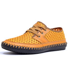 2015 new men s Fashion breathable mesh shoes Casual sneakers Handmade genuine leather shoes sh 5588