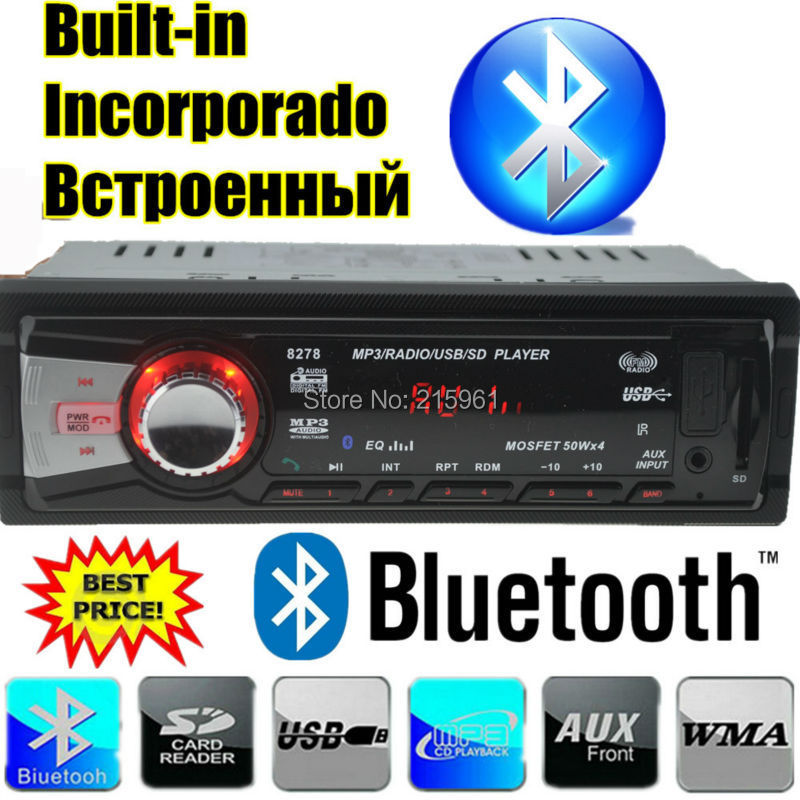 2015 new 12V Car Stereo FM Radio MP3 Audio Player built in Bluetooth Phone USB/SD MMC Port Car radio bluetooth In-Dash 1 DIN