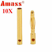 10pcs Amass 2.0mm Gold-plated Copper Banana Plug GC2010 Male & Female For RC Camera Drone Model Accessories