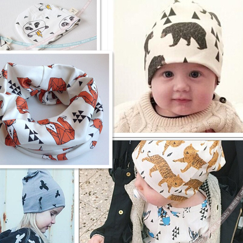 2015 register free shipping panda fox bear batman birds design cartoon cute baby hat cotton printting kids cap soft headwear