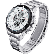 Weide relojes hombres Masculino Relogio del reloj de hombre de cuarzo completa Steel relojes militar marca de lujo LCD Digital Analog reloj