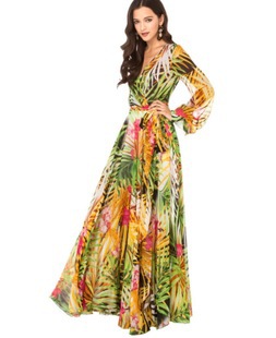 Plus Size Women Floral Chiffon Maxi Long Dresses 6XL Summer Beach Vestidos Dress Large Big Size 5XL Ladies Long Sleeve Clothing