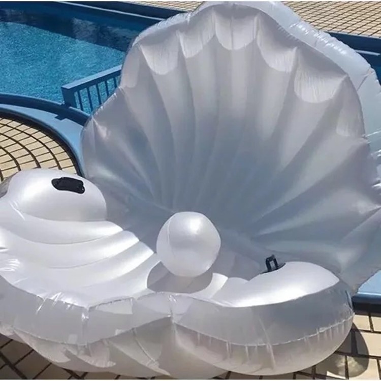 Giant Pearl Scallops Inflatable Pool Float Shell Mattress Lounger With Handle An