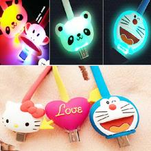 1M Cartoon LED data line for Android Smartphone for Samsung huawei lenovo universal charger data cable