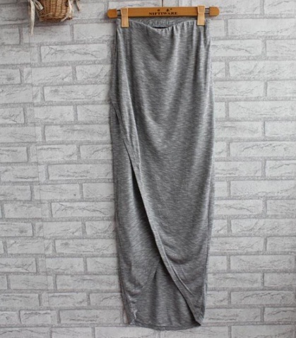 2015 Spring and Summer Women Fashion Elastic Waist Long Pencil Skirt Female XS-XL Elegant Slim Grey Ankle-length Skirt T555