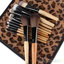 12 PCS Pro Makeup Brush Set Cosmetic Tool Leopard Bag Beauty Brushes 1M4K