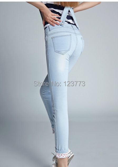 Лето цельный нагрудник брюки женское брюки состаренные белый до щиколотки длина брюки джинсы 7229