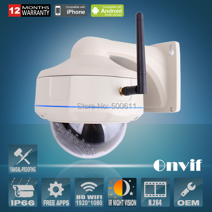 Гаджет  Onvif  2.0 Megapixel 1080P HD 30 IR Vandalproof Dome Outdoor WIFI Network Wireless IP Camera None Безопасность и защита