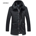 Men Parkas Cotton Thick Warm Long Jacket Business Plus Size L 7XL 2016 Man Fur Collar