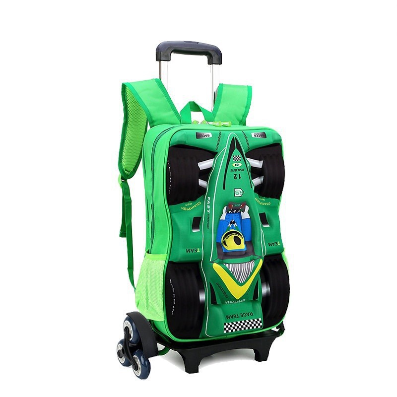 Travel-trolley-backpack-wheels-school-bag-detachable-children-Rolling-Backpack-climb-stairs-rod-bag-rolling-green