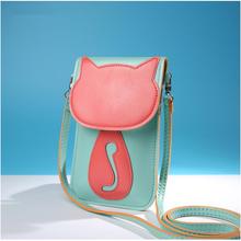 leather women bag high quality messenger bags fashion small Lovely Cartoon female shoulder cross body wallet Cell Phone Pocket