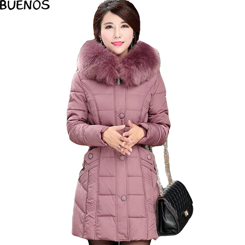 L-5XL Winter Jacket Women Fur Collar Hooded Plus Size Slim Fit Down Coat Warm Thick Long Cotton Parkas Padded Parkas BN772
