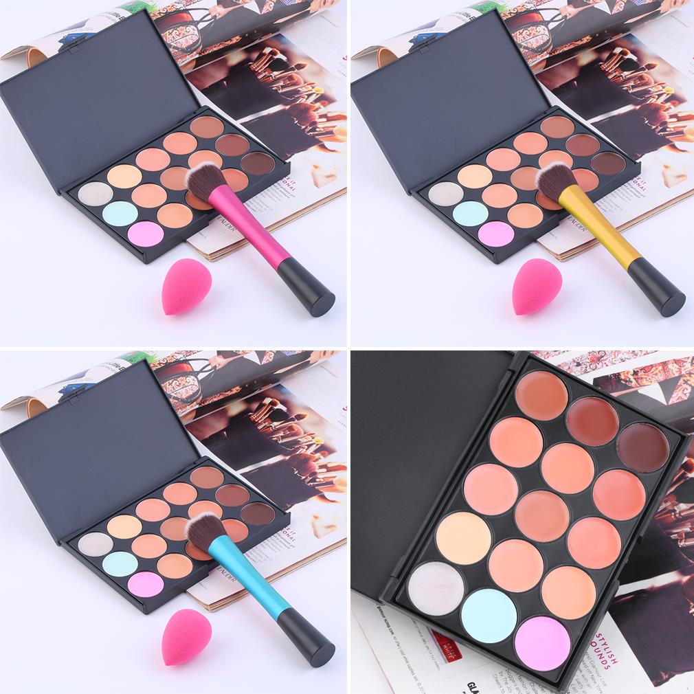 2016 New Arrival 15 Color Concealer Palette + Makeup Brush + Cute