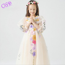 2016 flower font b girl b font dress wedding party new style Flower Fairy v neck